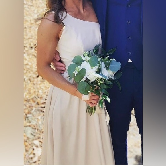 White by Vera Wang Bridesmaid Dress One Shoulder - Picture 1 of 7